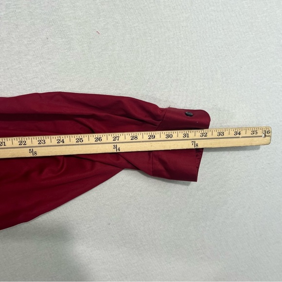 Van Heusen Men Red Button Down Shirt Lux Sateen Size 18 34/35 - Picture 3 of 7